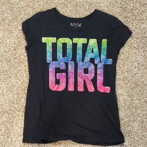 Total Girl Black and Pink Short Sleeve Tee